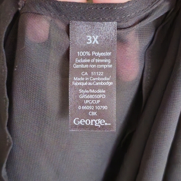 George Women's Black Sheer Chiffon Long Beach Swim Coverup Kaftan Size 3X - Picture 6 of 7